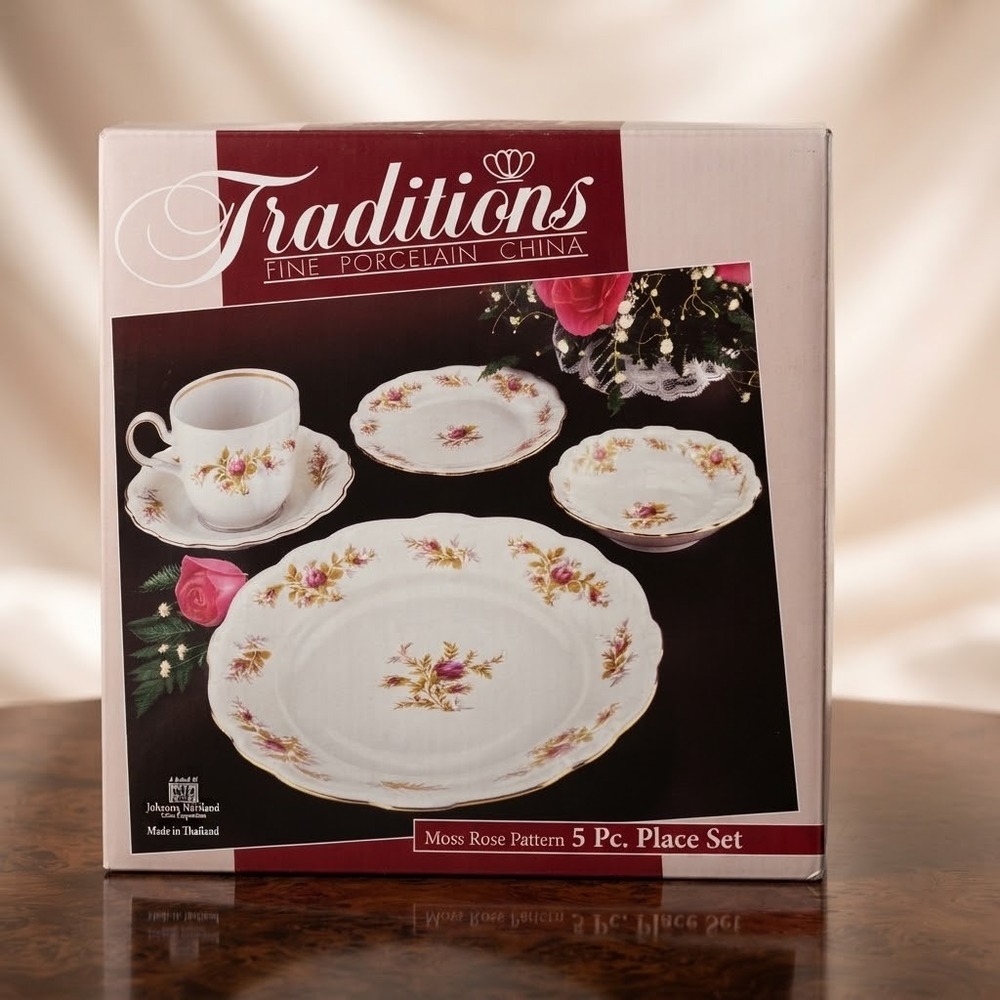 Johann Haviland Traditions Moss Rose Pattern 5 Pcs Fine Porcelain Place Setting